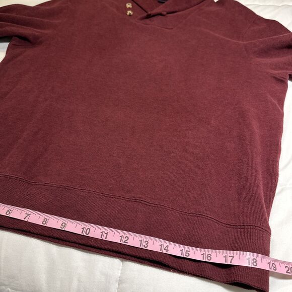 Cremieux Classics Maroon Sweater Shawl Collar Pullover Elbow Patch Brown Size L - Picture 12 of 12